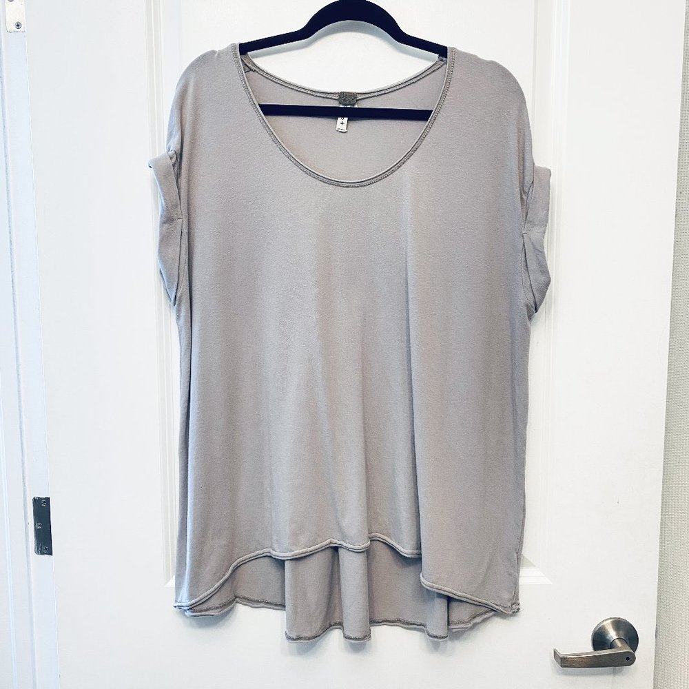 Free People Asymmetrical Grey T-Shirt